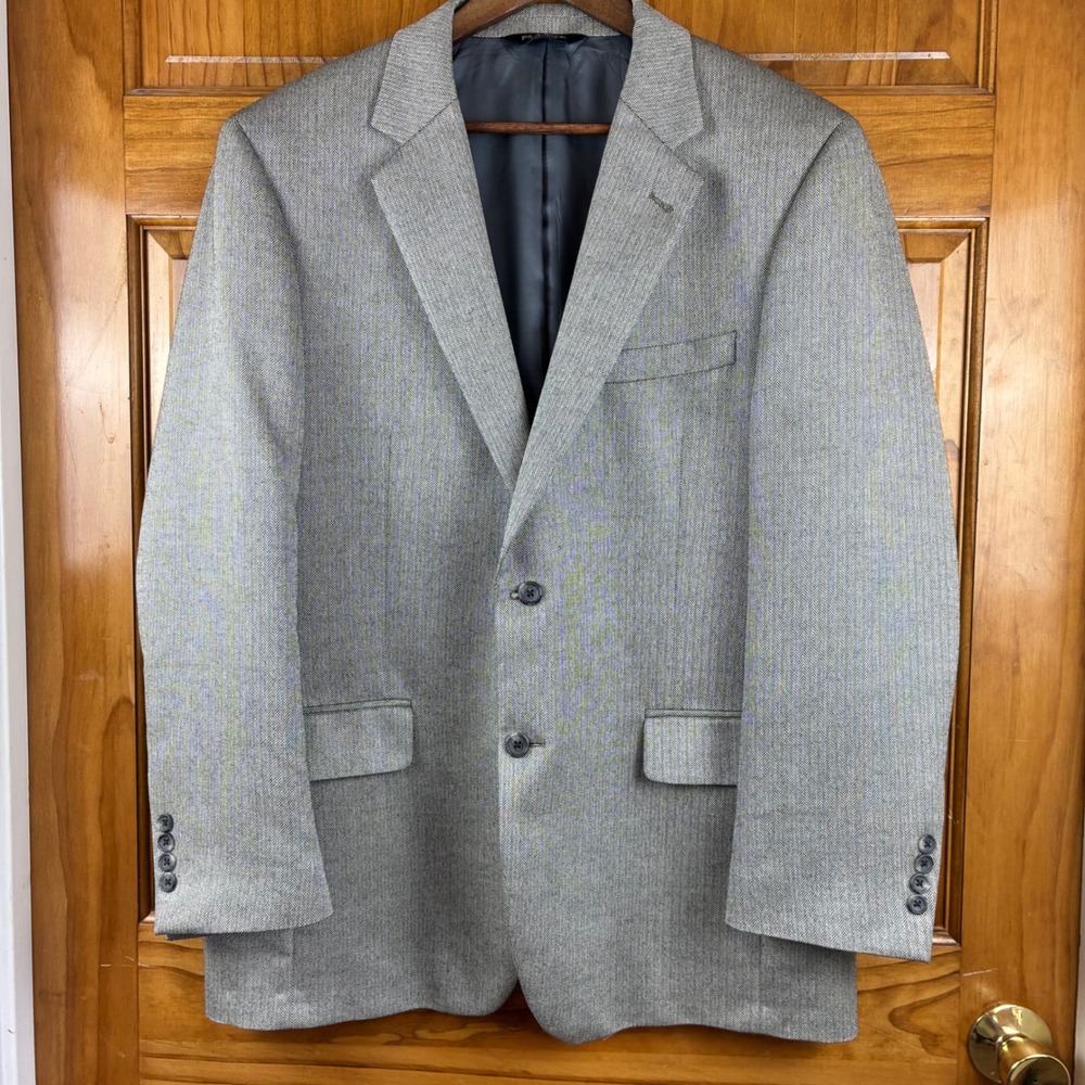 Jos A Bank Signature Collection Mens 42R Grey Herringbone Silk Camel Hair Blazer
